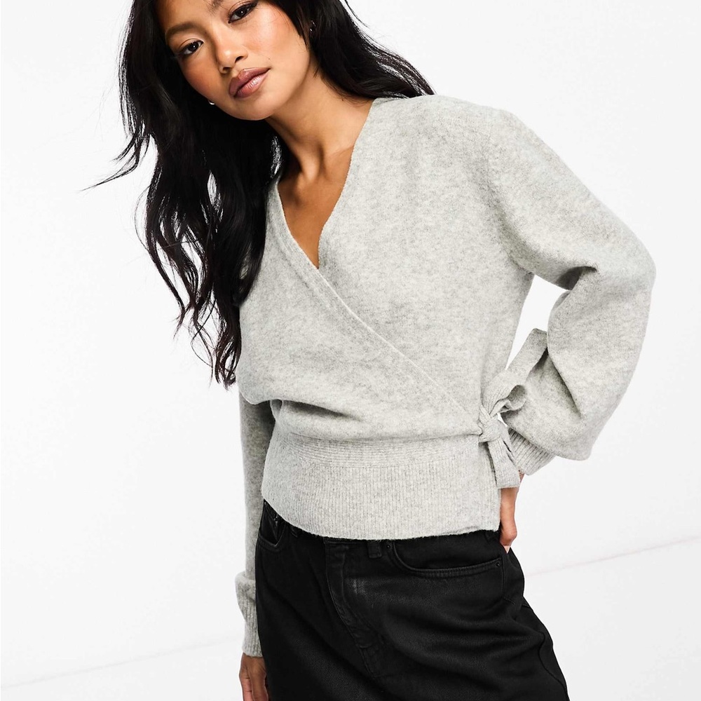 & Other Stories Wrap Cardigan | Light Gray | Balletcore